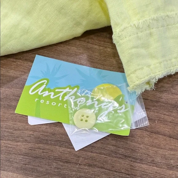 Anthony’s Resort Wear Yellow Linen Lightweight Frayed Edge Button Jacket Sz M - Picture 8 of 14